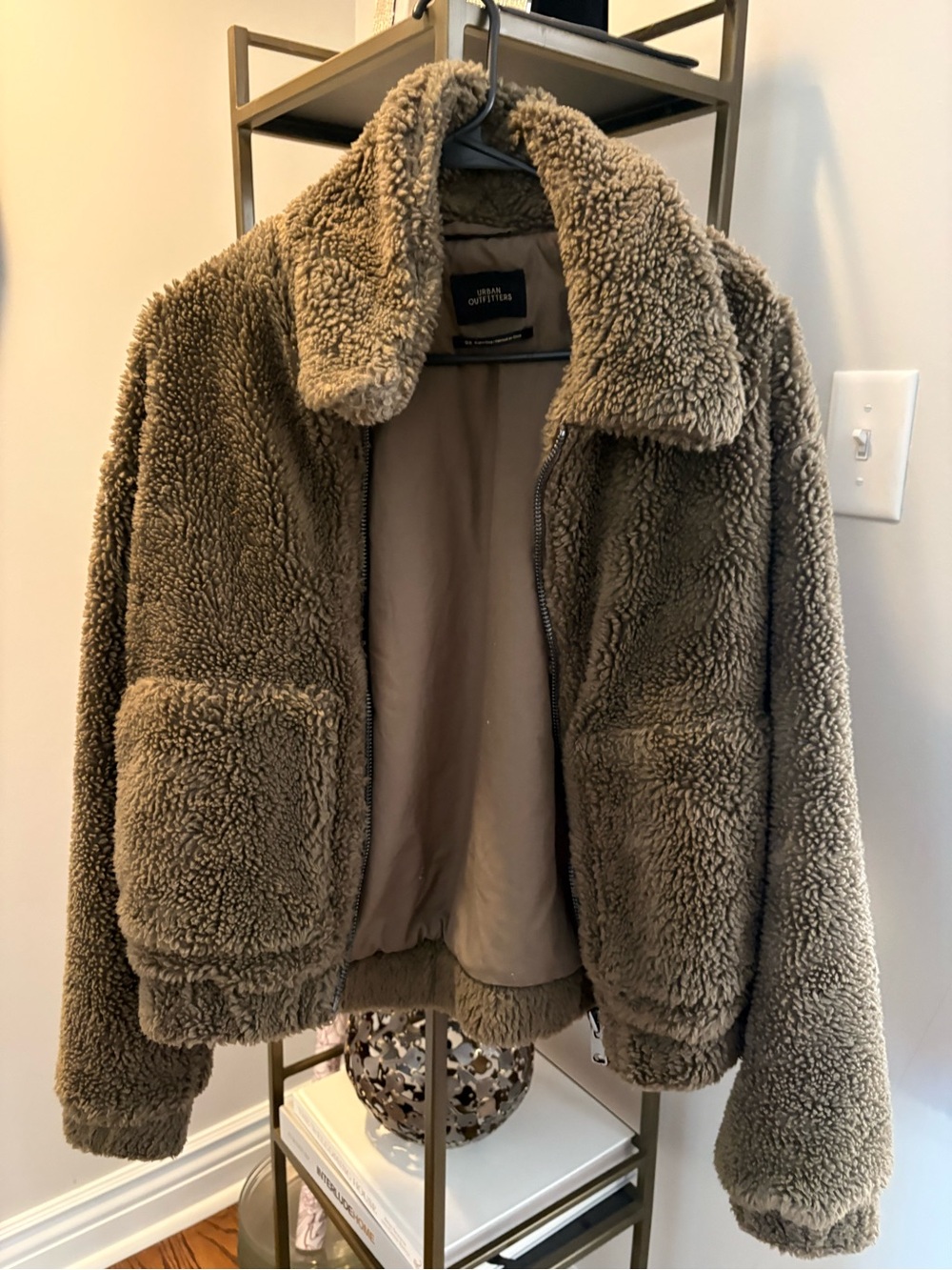 Urban Outfitters Brown Teddy Sherpa Zip Jacket